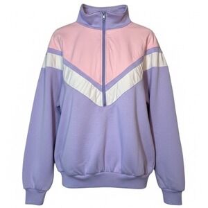 Vintage 80s/90s Lavon By Cheerful Corp Pastel Colorblock Track Jacket Womens L